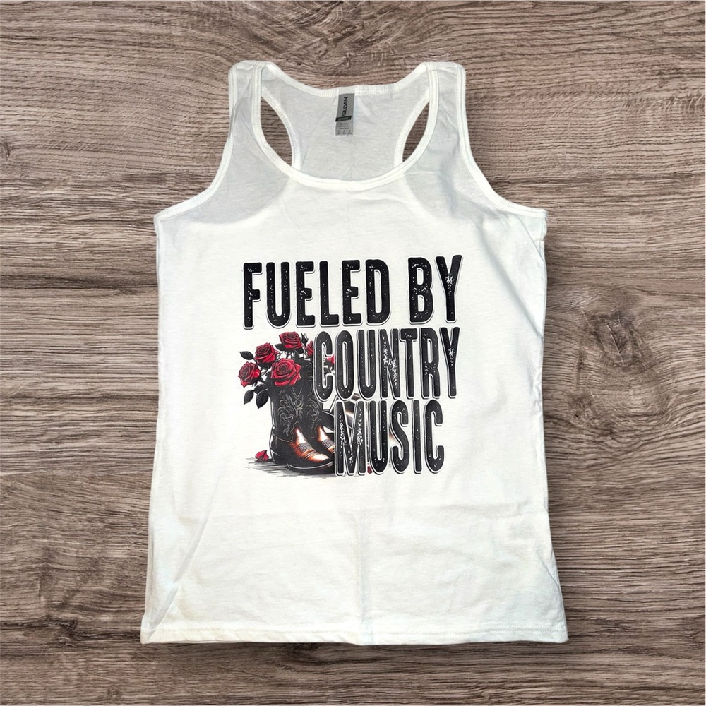 White Graphic Tank Top